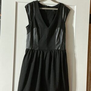 French Connection black mini dress with vegan leather accents